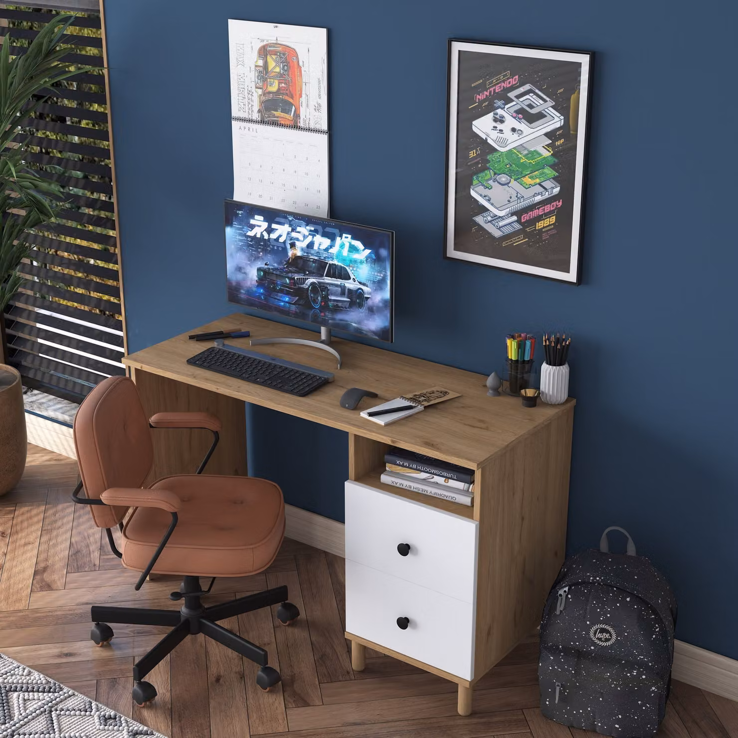 Skye Decor, HA109 - 2633, scrivania, noce, 100% PANNELLI DI PARTICELLE RIVESTITI IN MELAMMINA, 120 x 50 x 73,8 cm