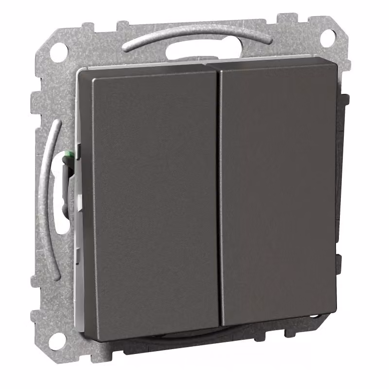 Interruttore seriale Elso 16 A con morsetto a innesto e pulsante a bilanciere Exxact antracite WDE003116