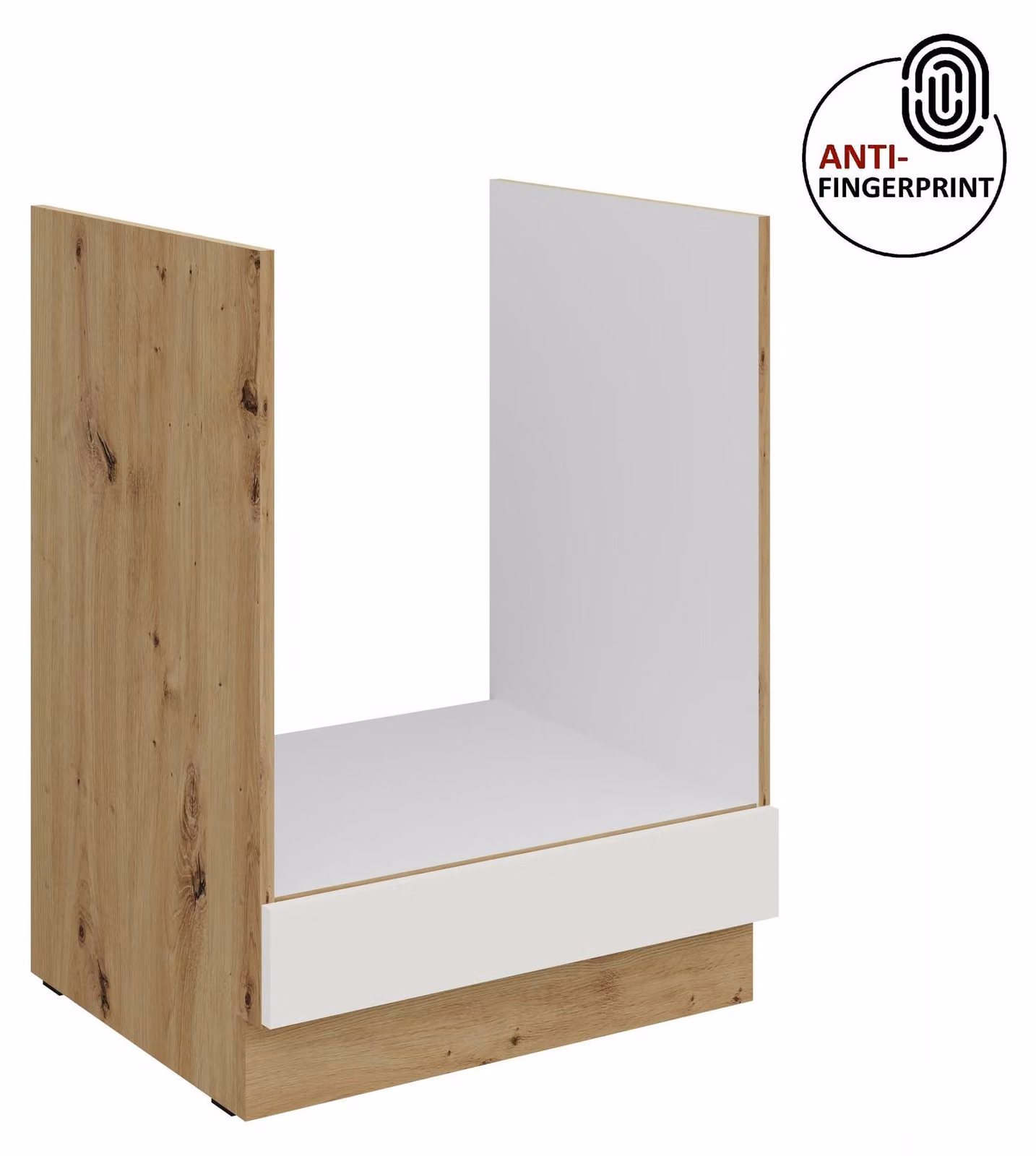 Mobile base da cucina da 60 cm, linea ARIA, bianco ultra opaco + rovere Artisan opaco, frontali di alta qualità con rivestimento anti-impronta, cucina a incasso, blocco cucina