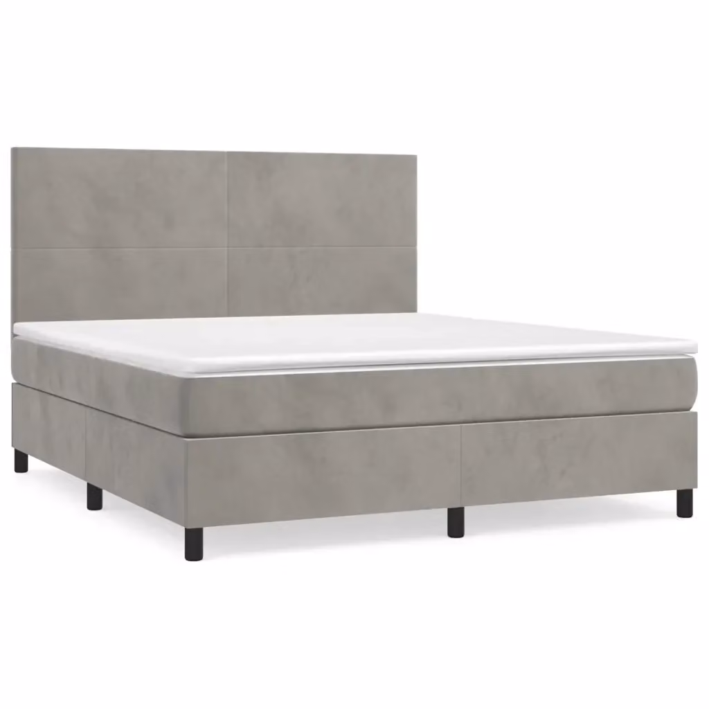 Letto Ibrido con Giroletto a Molle e Materasso vidaXL in Velluto Grigio Chiaro L/P: 180 x 200 cm – 2