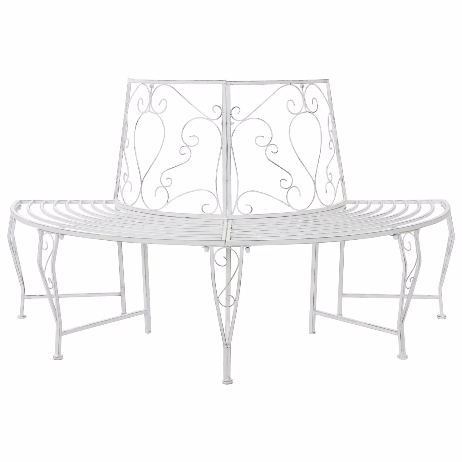 Panchina da giardino vidaXL per 4 persone in acciaio verniciato bianco, L: 160 cm, P: 80 cm, H: 89 cm