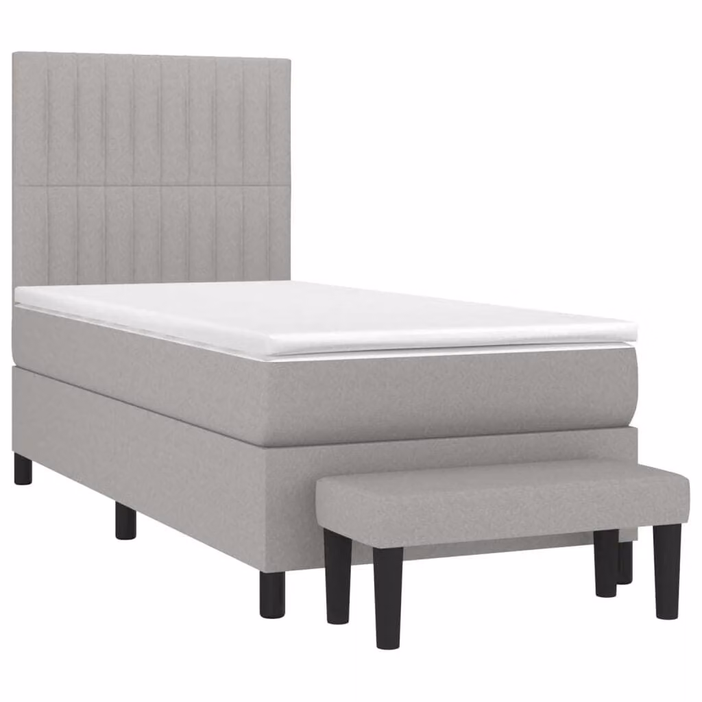 Giroletto a Molle con Materasso Grigio Chiaro 80x200 cm Tessuto