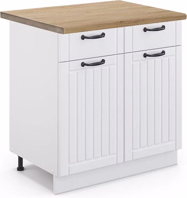 Mobiletto base per cucina Fame-Line Bianco rustico/Bianco 80 cm, PL Rovere Vicco