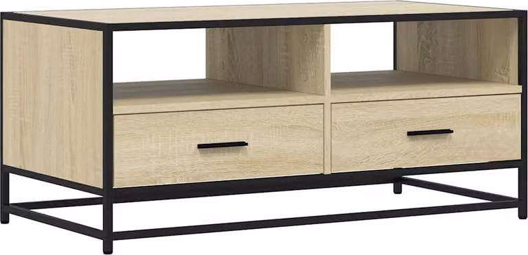 Tavolino Rovere Sonoma 100x50x45 cm Legno Multistrato e Metallo