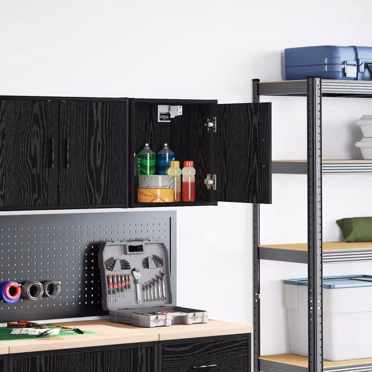 vidaXL Pensile per Garage Nero in Legno Multistrato
