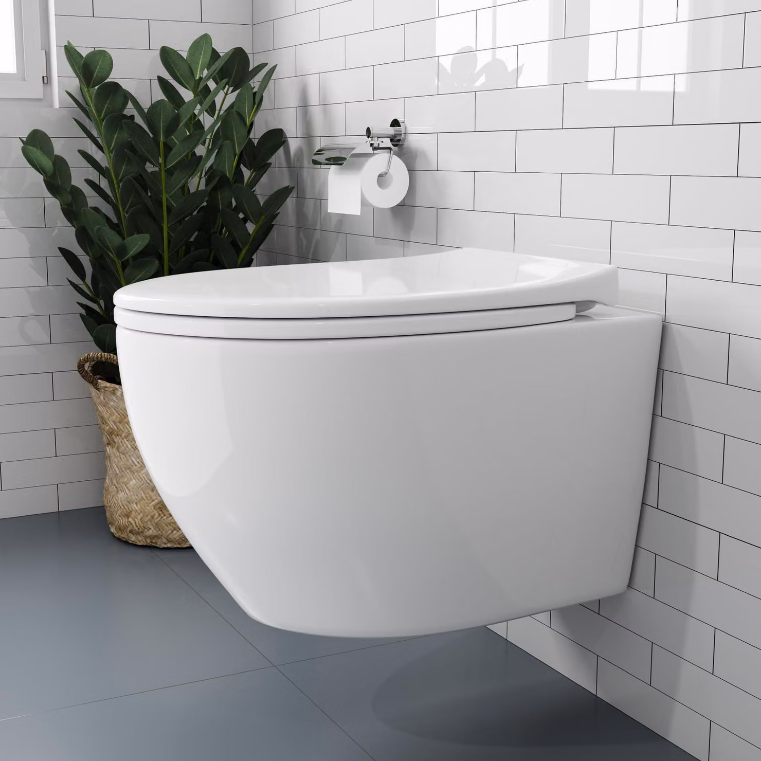 WC di lavaggio WC sospeso senza bordo - WC sospeso a 360° monoforo con sciacquone superspin, sedile con coperchio rimovibile e meccanismo di chiusura soft-close
