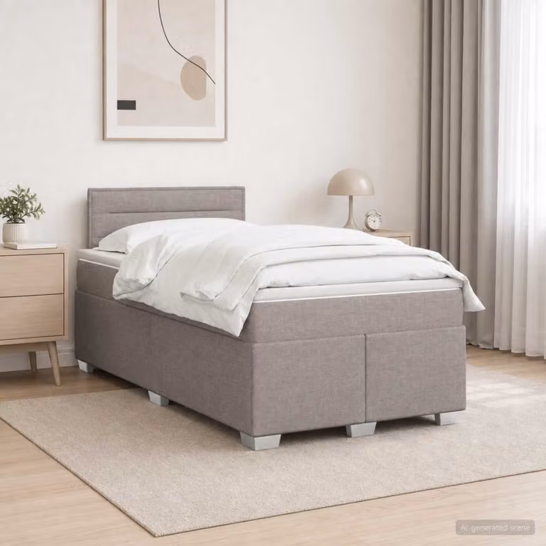 vidaXL Letto box spring con materasso Tortora 120 x 190 cm Tessuto