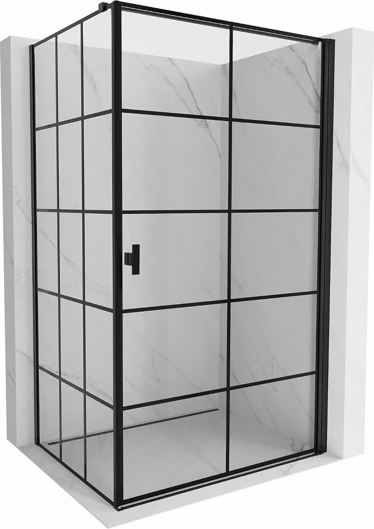 Mexen Mist-B cabina doccia a battente destra 100 x 70 cm, griglia nera, nero - 8A2T-100-070-70-77-P
