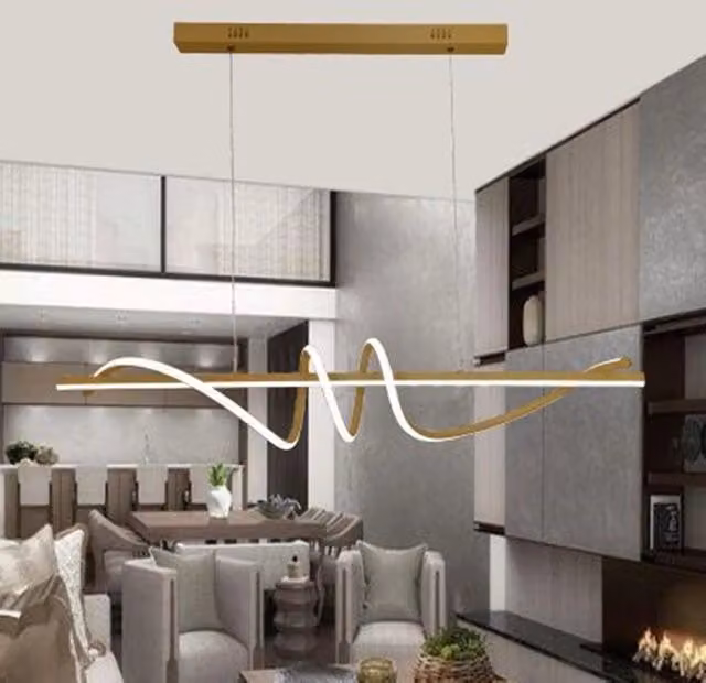 Trade Shop Lampadario Sospeso LED Moderno Oro con Design a Spirale Ondulata e Luce Regolabile 65W