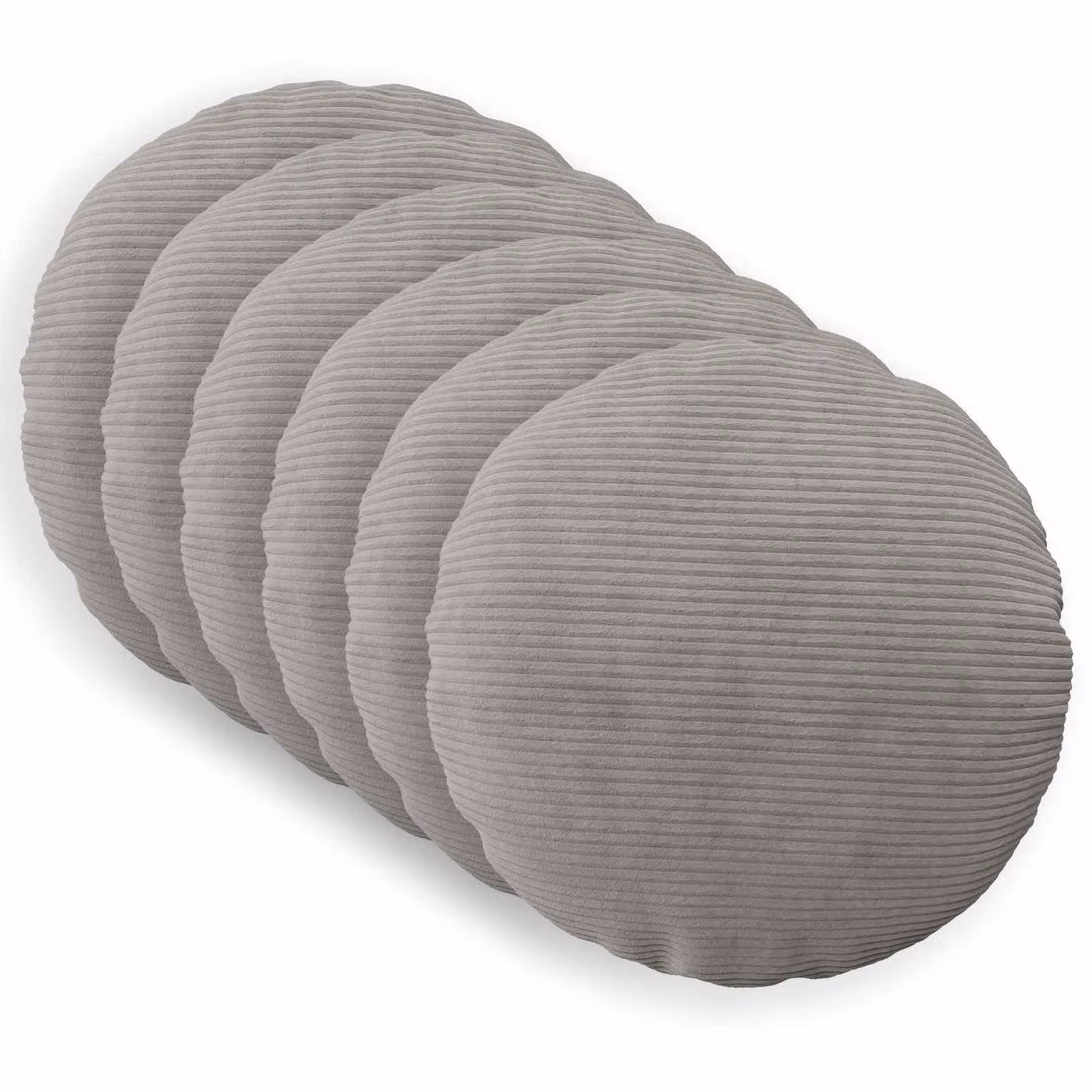 Set di 6 federe rotonde vidaXL HEERLEN in velluto a coste, Grigio Chiaro, Ø 40 cm