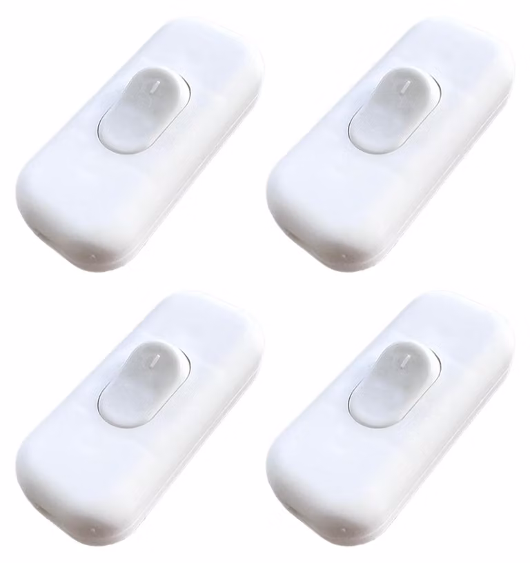 4 interruttori a levetta da 1A, 250V, colore bianco, con morsetti a vite