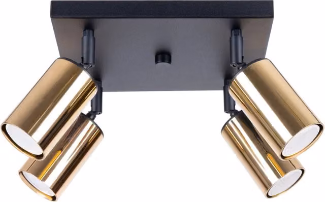 Lampada da soffitto moderna WINX 4 di Sollux Lighting in metallo nero e oro