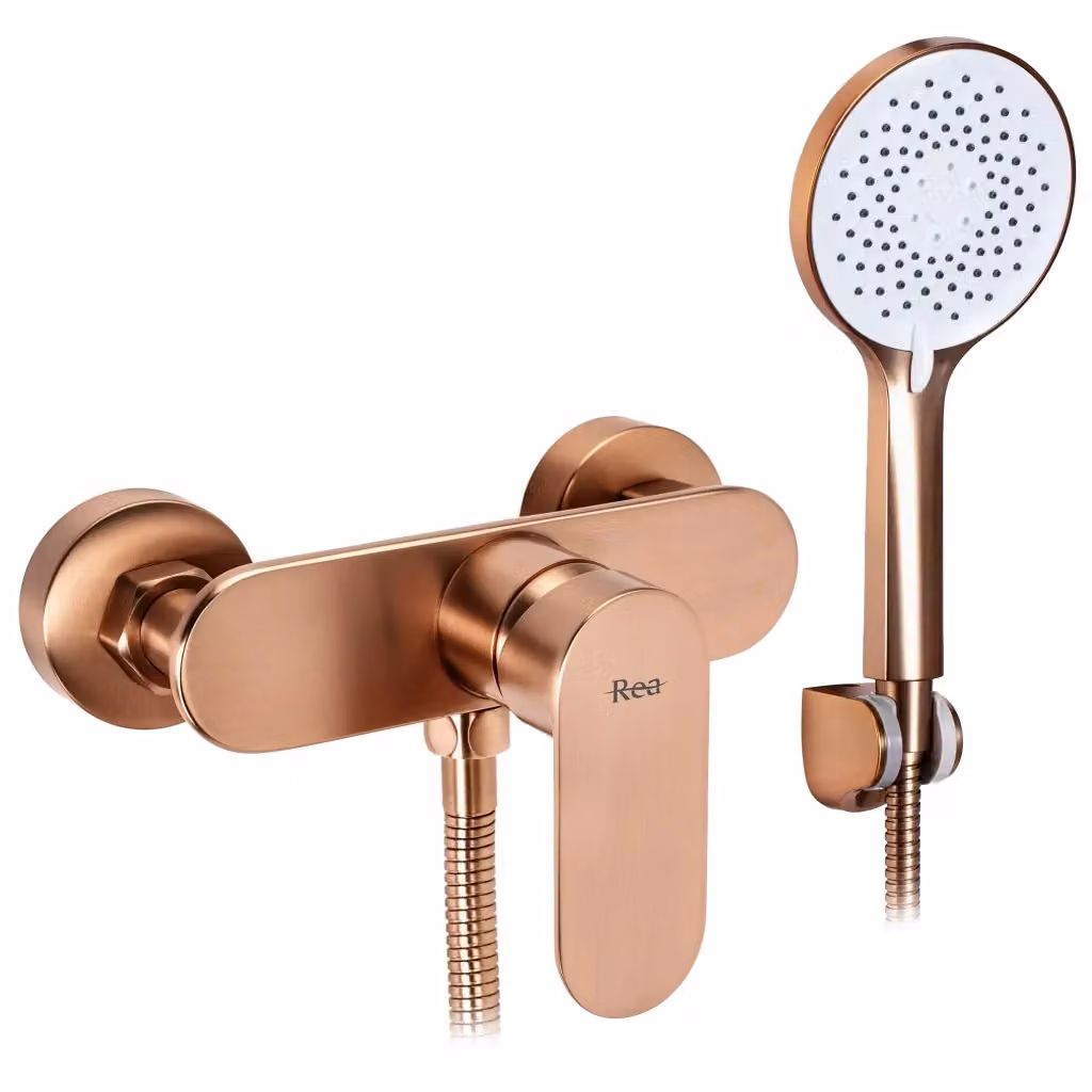 Rubinetto Doccia Rea Drop con Miscelatore Monocomando e Funzione Spray in Ottone Spazzolato Bronzeo da Installazione a Parete – 2