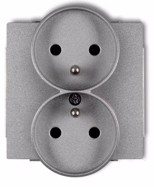 Prese multiple doppie DECO, argento metallizzato, modello 7DGPR-2zp (con/senza presa)