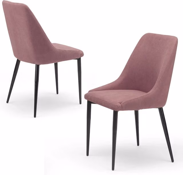 Set 2 sedie imbottita CORFU', 100% MADE IN ITALY per sala da pranzo, cucina e soggiorno, design moderno, gambe robuste in metallo, rivestimento in tessuto idrorepellente morbido al tatto colore Rosa Vintage