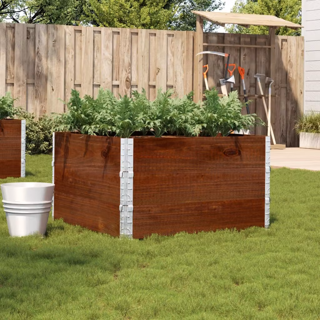 vidaXL Fioriera da Giardino in Legno di Pino Marrone L: 100 cm, P: 100 cm, H: 60,5 cm