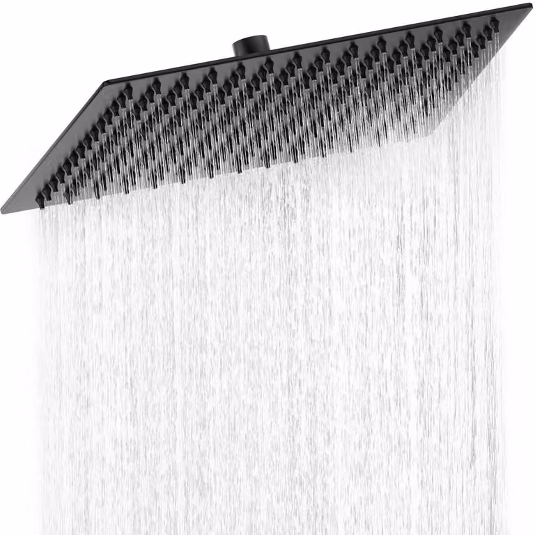 Doccia a soffione da 12 pollici, acciaio inossidabile 304, quadrata, finitura opaca nera, 30 cm