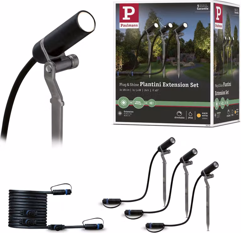 Paulmann Plug & Shine LED Faretto da giardino Set di prolunghe Plantini