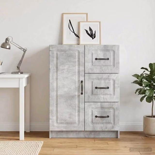 Credenza moderna vidaXL in legno MDF grigio cemento L 66 cm x P 34,5 cm x H 87 cm