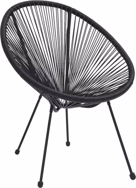 Set di 2 sedie da giardino in rattan e metallo nero con braccioli per esterno e terrazza