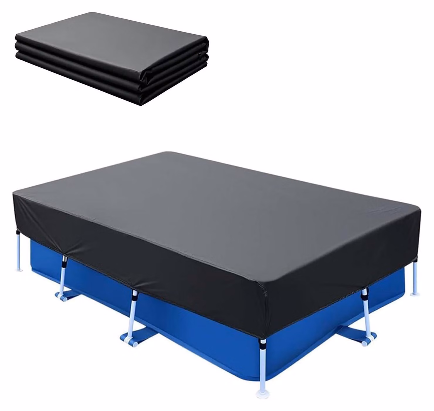Telo copri piscina rettangolare, 225x150 cm - Polietilene, colore blu - Per piscine fuori terra