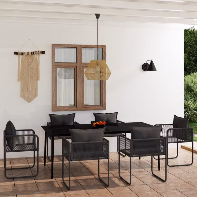 The Living Store Set da pranzo da giardino 7 pezzi nero