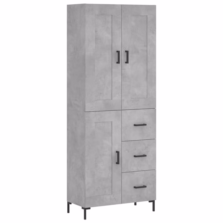 Credenza Grigio Cemento 69,5x34x180 cm in Legno Multistrato