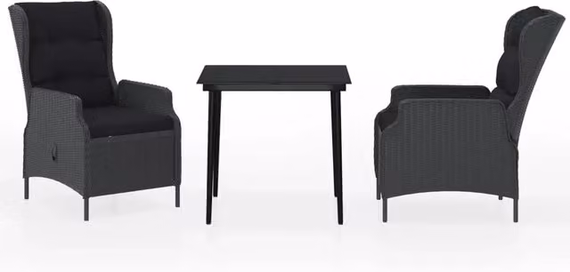 Set da pranzo da giardino Outsunny in acciaio verniciato grigio scuro e vetro, composto da 3 pezzi con tavolo quadrato e sedie per esterni