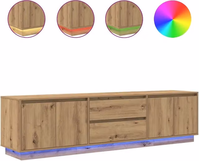 Mobile TV | Armadietto TV | Mobile Porta TV con Luci LED Rovere Artigianale 193,5x41x50 cm