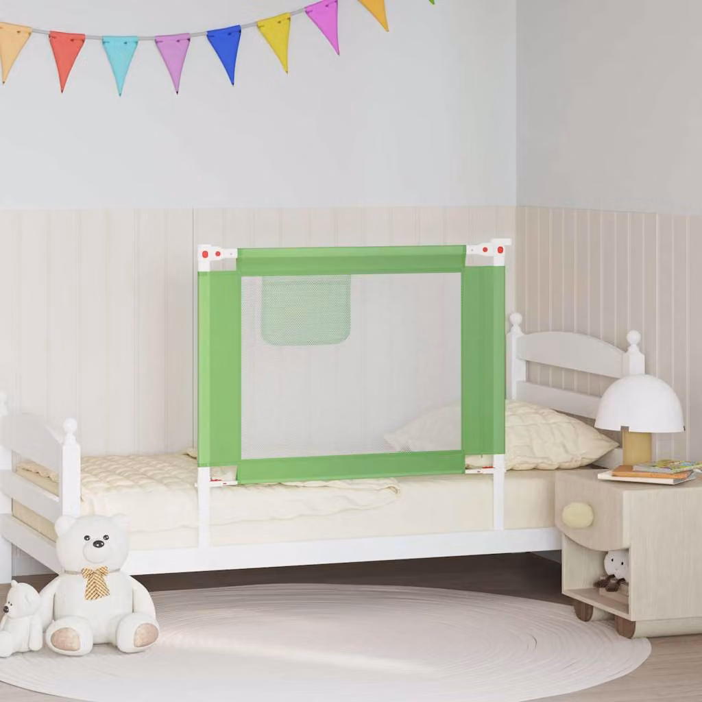 Sponda Letto di Sicurezza per Bambini vidaXL Verde in Tessuto e Metallo L: 90 cm, H: 25 cm