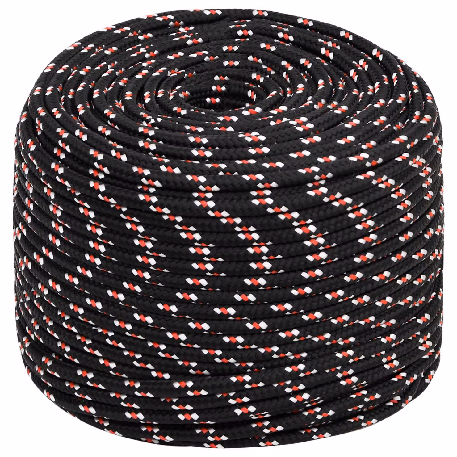 Corda multiuso vidaXL in plastica rivestita, Nero e Rosso, Lunghezza: 25 m, Diametro: 10 mm