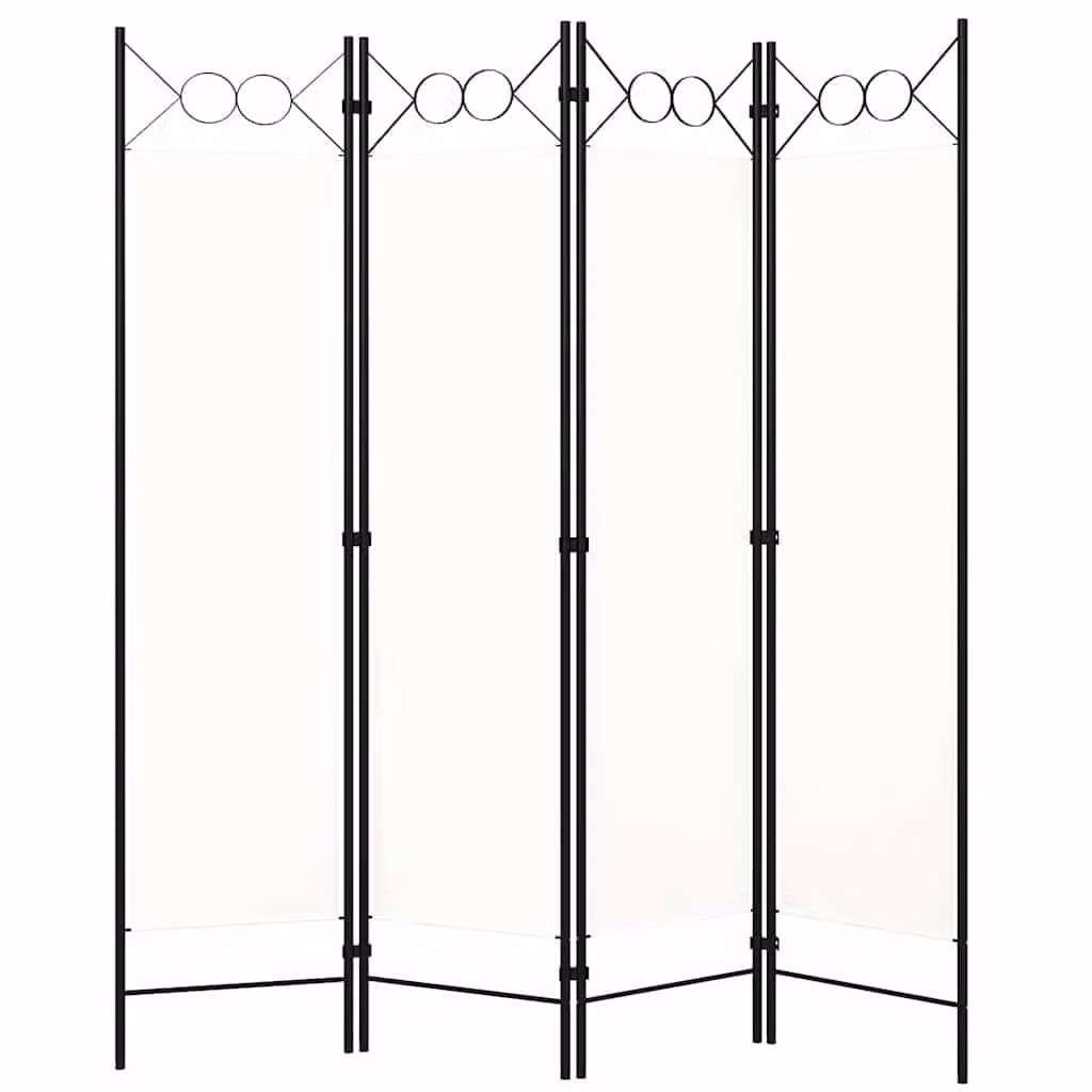 vidaXL Paravento a 4 Pannelli Bianco con Design Geometrico Moderno L: 180 cm, H: 160 cm