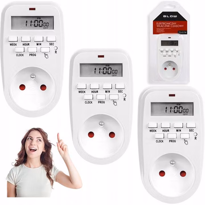 3 Timer Programmabili, Display Lcd Digitale, Interruttore Da 1 Minuto, 8 Impostazioni