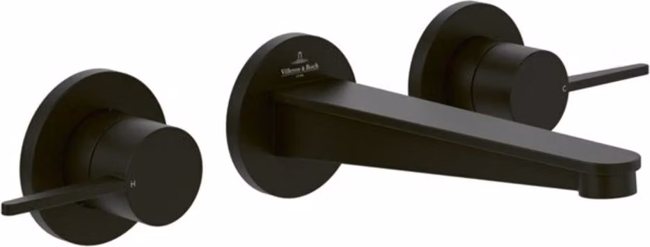 Miscelatore per lavabo a tre fori V&B Conum senza set di scarico, montaggio a parete, nero opaco