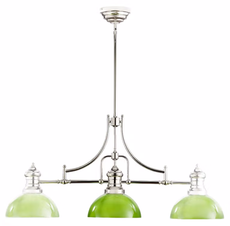 Lampada a sospensione PLATINO nichelata verde 3xE27x40W in metallo, dimensioni: 170x121x30,5 cm, IP20 Jupiter