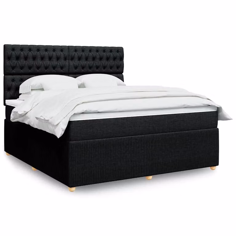 vidaXL Giroletto a Molle con Materasso Nero in Tessuto L/P: 180 x 200 cm