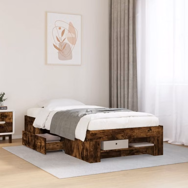 Giroletto senza materasso vidaXL in legno color rovere fumo L: 193 cm, P: 78 cm, H: 33 cm