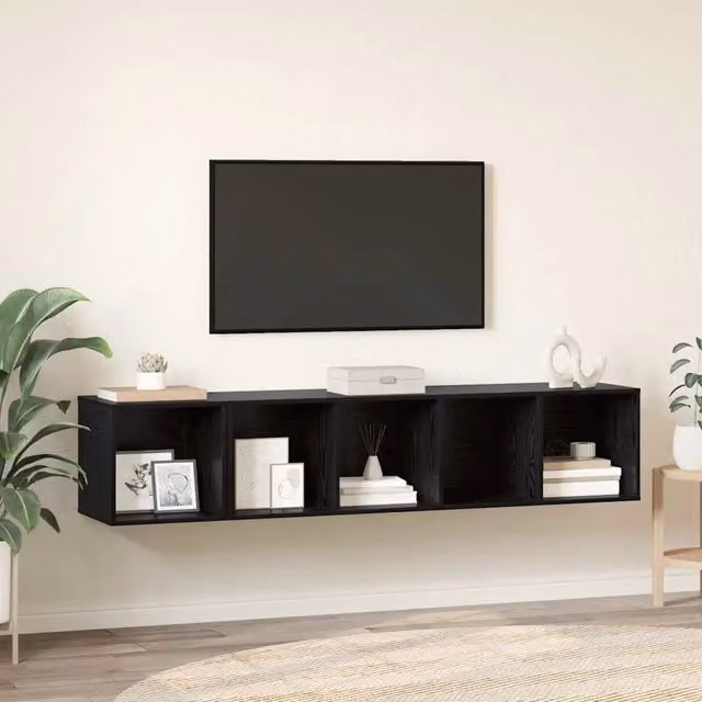 Set di mobili TV moderni vidaXL in MDF nero opaco da appendere a parete