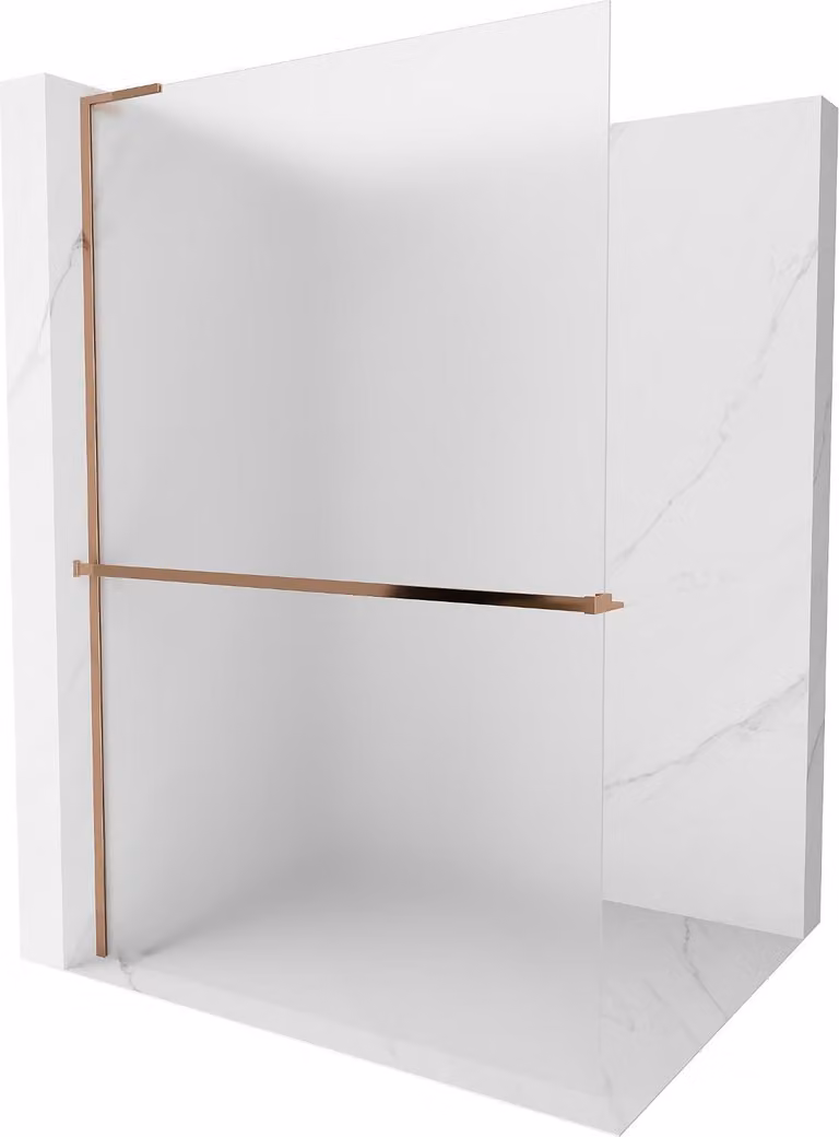 Mexen Kioto+ L parete doccia con mensola Walk-in 100 x 200 cm, brina, oro rosa - 800-100-123-60-30