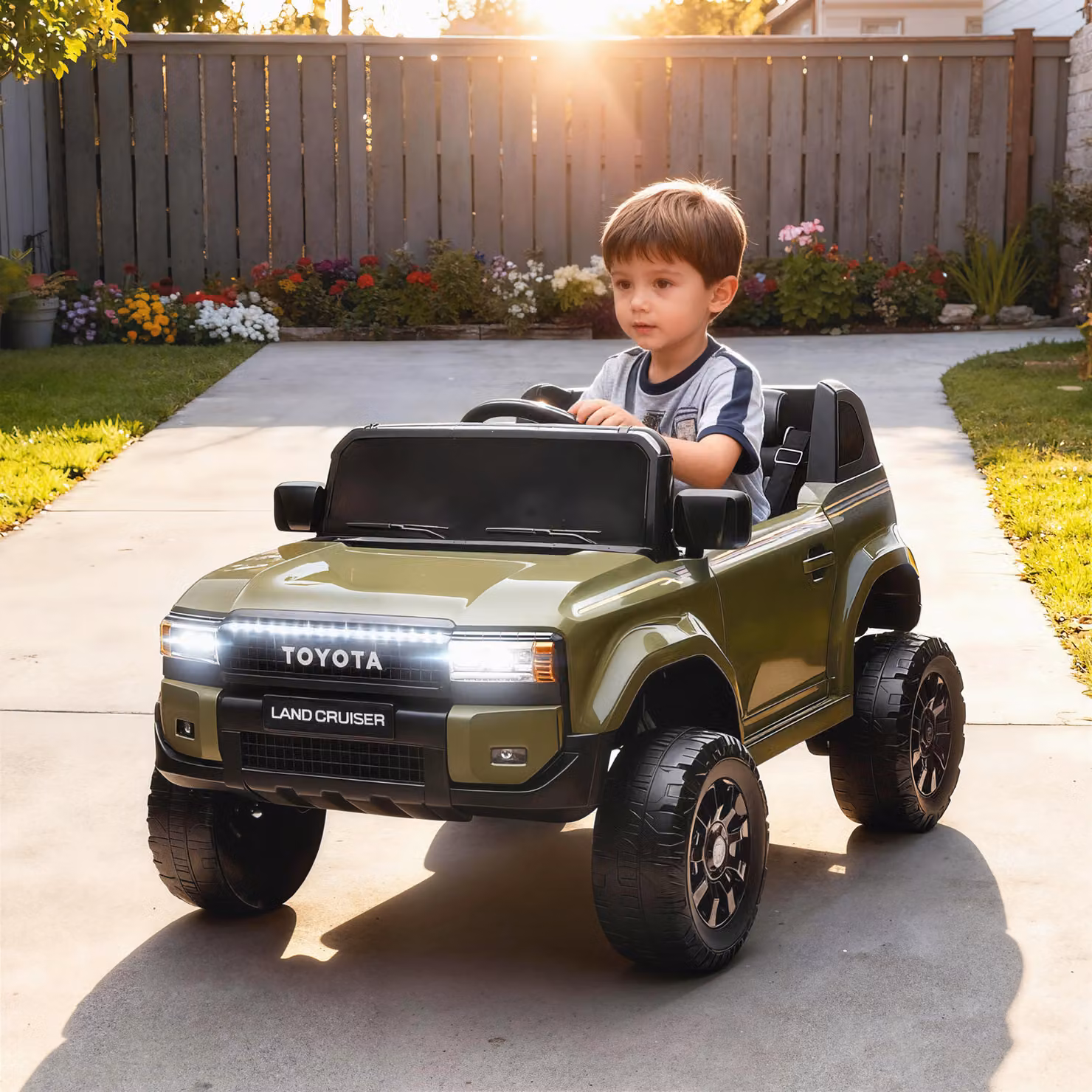 Auto Elettrica per Bambini AIYAPLAY Toyota Land Cruiser 12V con Telecomando, Verde – 2