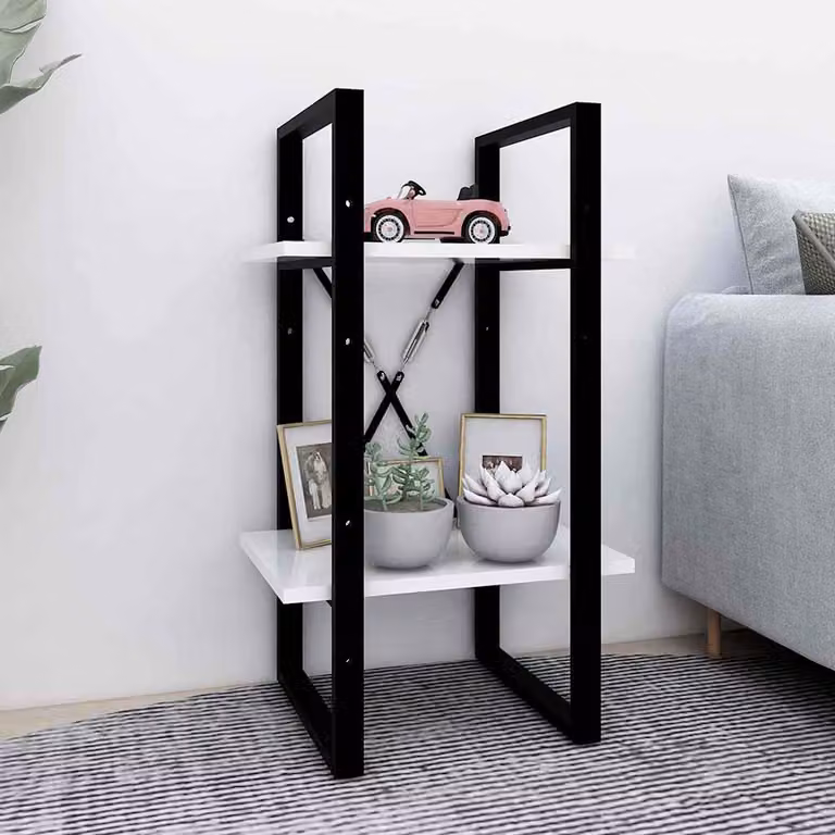 Libreria a 2 Ripiani vidaXL in Stile Industrial Bianco L 40 cm, P 30 cm, H 70 cm in Legno e Metallo