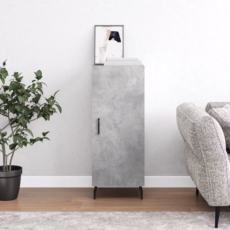 Credenza moderna vidaXL in legno e metallo, Grigio, L 34,5 cm x P 34,5 cm x H 90 cm