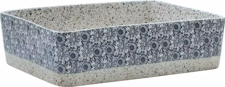 Lavabo Appoggio Grigio e Blu Rettangolare 46x35,5x13cm Vetroceramica