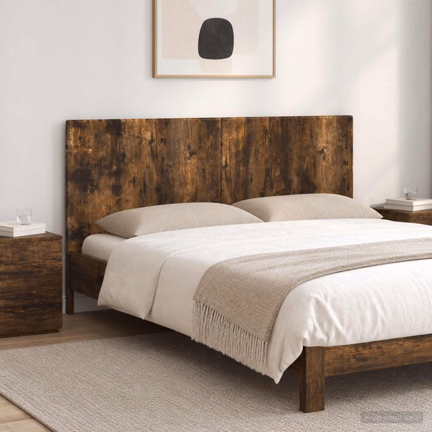 Testiera da muro vidaXL BREDA in legno ingegnerizzato Rovere Fumo Marrone L: 142 cm, H: 50 cm, P: 3 cm