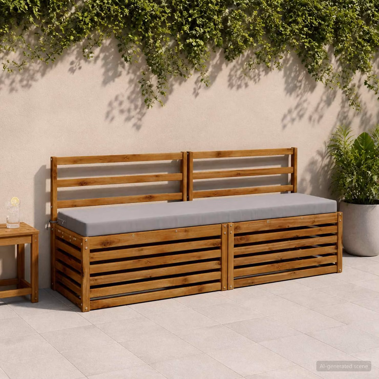 Set di 2 cuscini per panchina vidaXL SOEST in poliestere grigio con imbottitura in schiuma e coperture lavabili