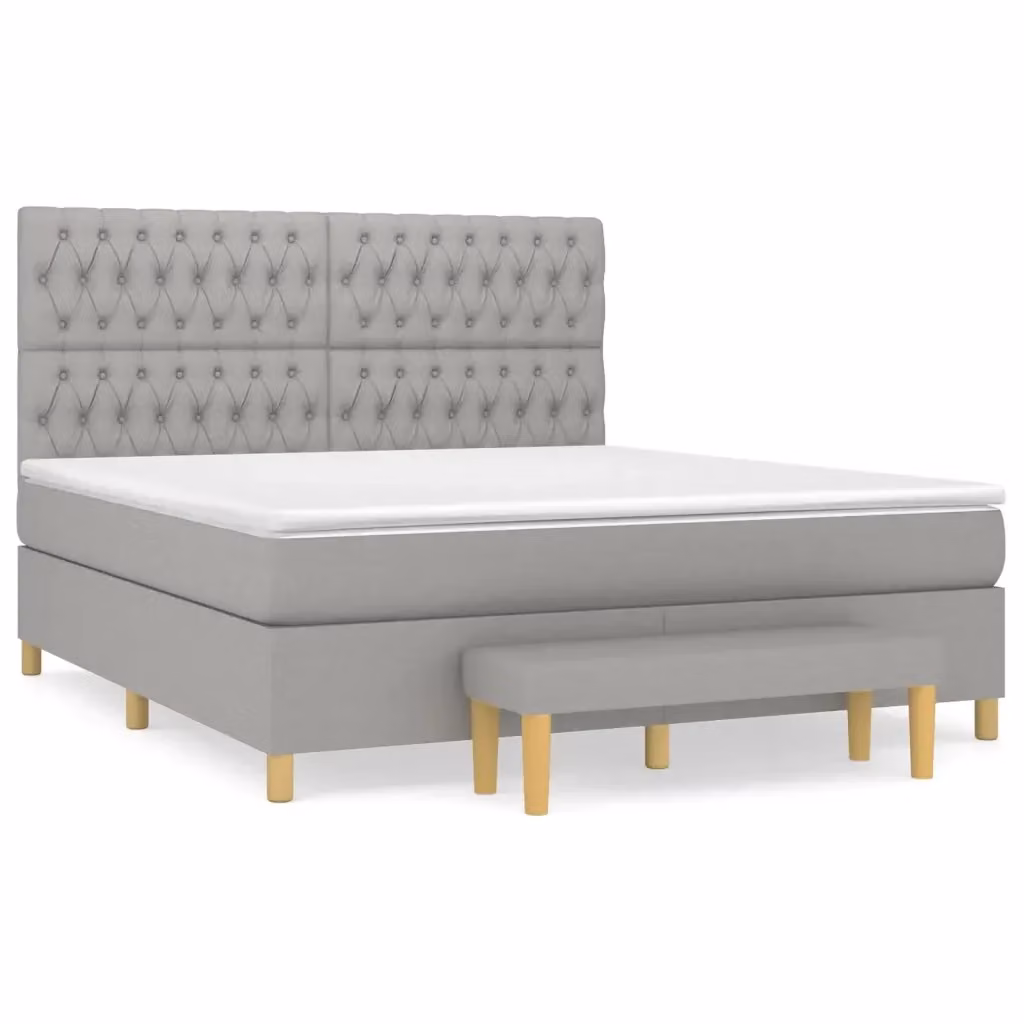 Giroletto a molle con materasso ibrido vidaXL in tessuto grigio e bianco, L 180 x P 200 cm – 2