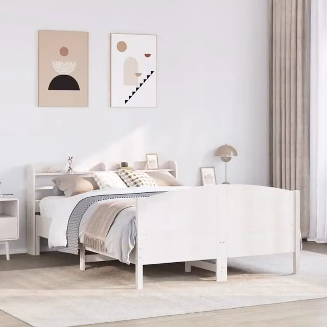 Letto senza Materasso-Struttura Letto Bianco 140x200 cm Legno Massello di Pino 837731