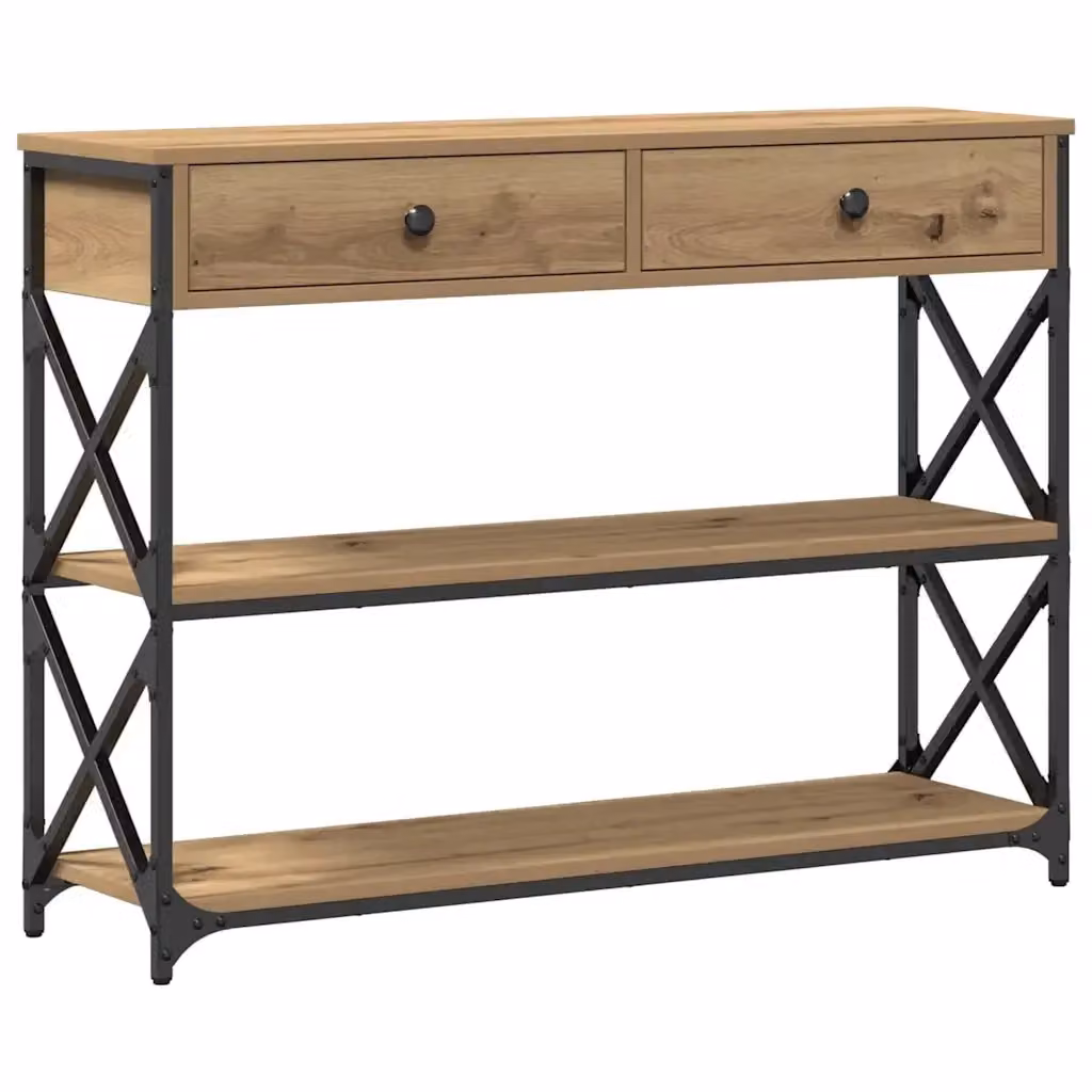 Tavolo Consolle in Legno di Rovere e Metallo Stile Rustico vidaXL L/P/H: 100 x 28 x 75 cm – 2