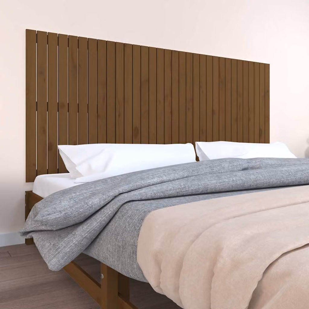 Testiera da parete vidaXL in legno massello di pino, colore marrone, L: 204 cm, P: 3 cm, H: 90 cm