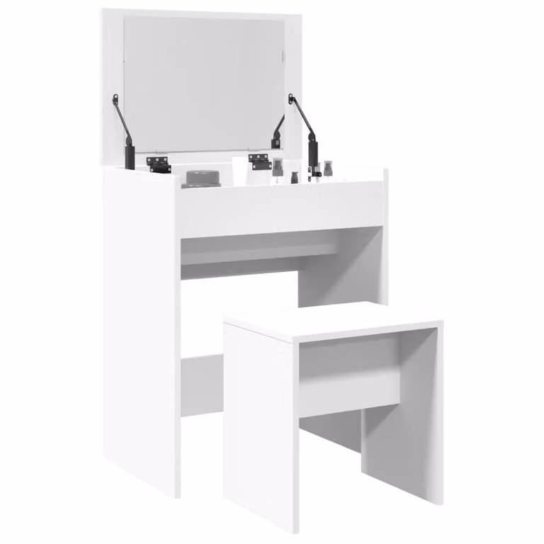 vidaXL Toeletta e Sgabello Bianco L: 60 cm, P: 40 cm, H: 113,5 cm